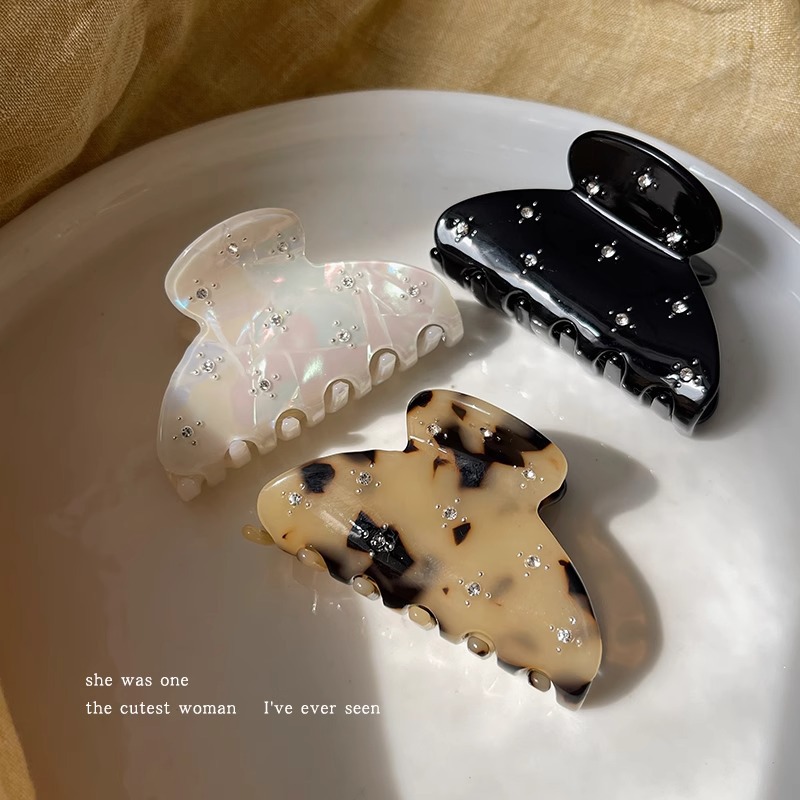 满天星抓夹女质感中号鲨鱼夹半披发抓夹高级气质发夹繁星镶钻抓夹