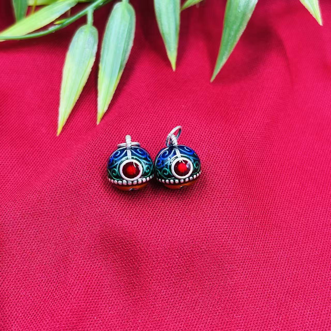 吊坠足银 【佰万银庄】足银999 玲珑叩梦珐琅彩铃铛可DIY吊坠发一