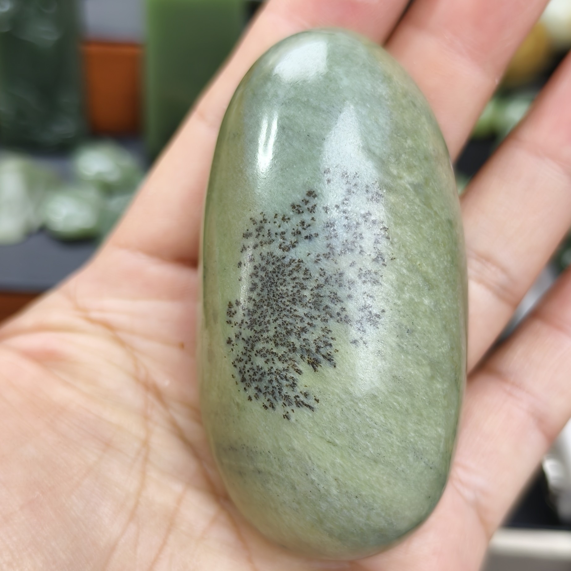 段树林河磨玉全壳蓝浆手把石