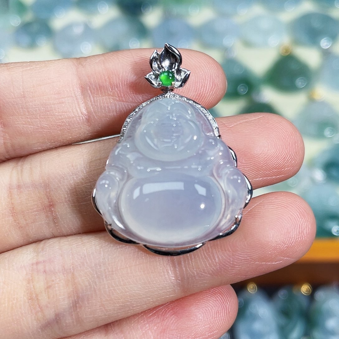 翡翠颈饰18K金镶嵌吊坠