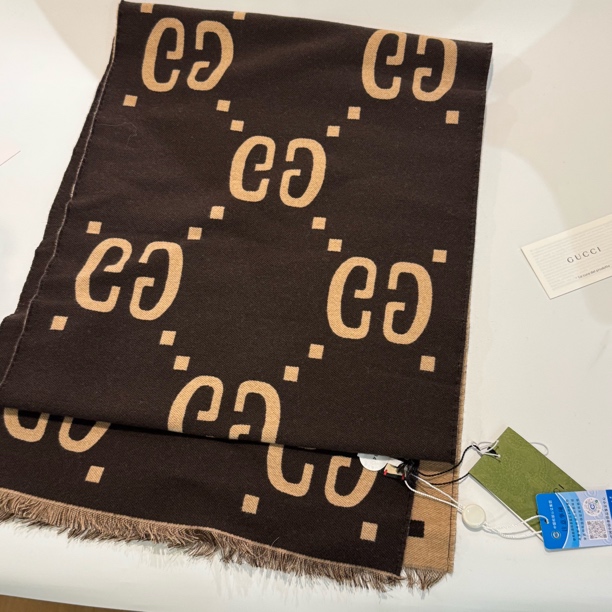 未使用 GUCCI/古驰 Gucci双面焦糖羊毛围巾