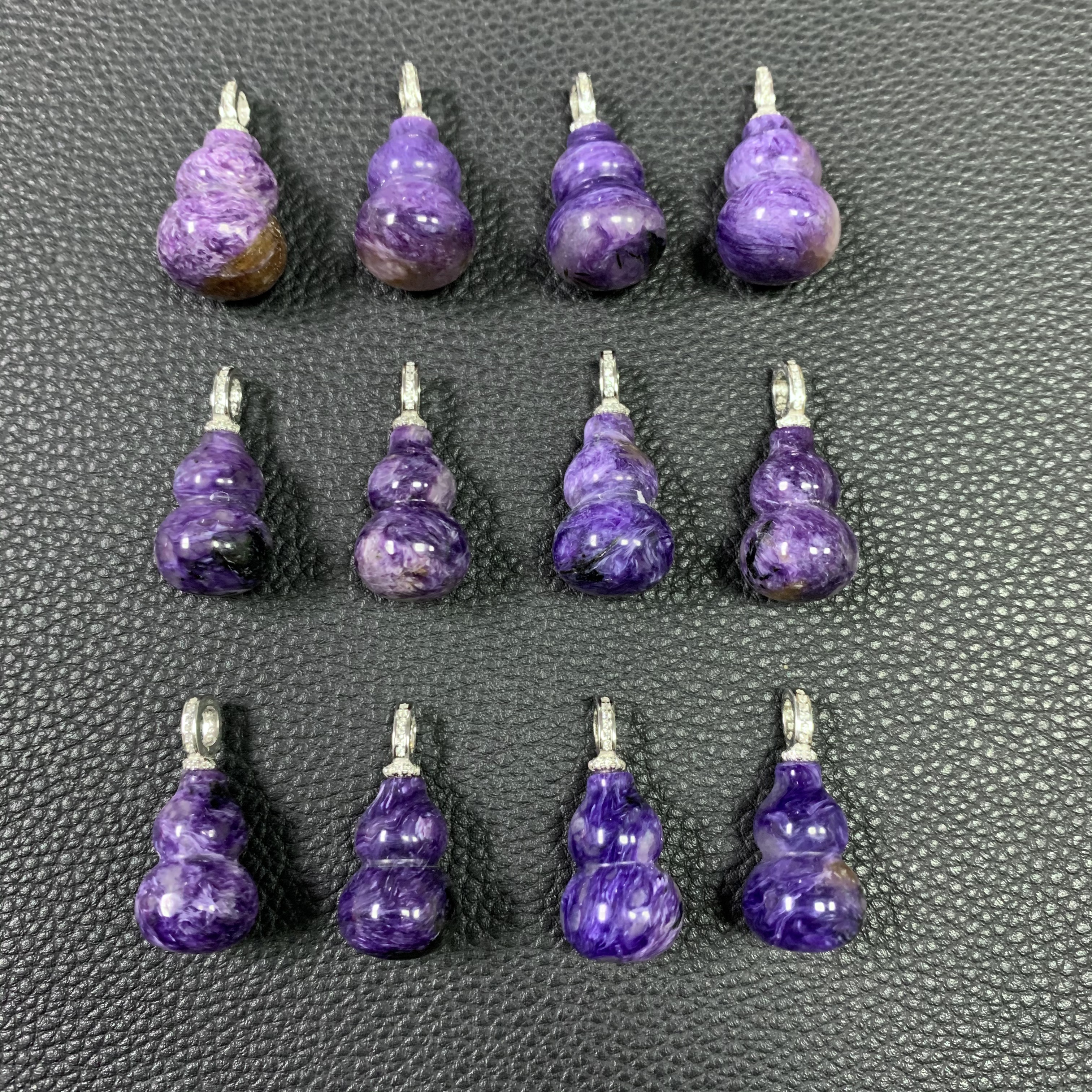 「戴琴珠宝」DQ5359-银镶紫龙晶葫芦吊坠（多样性发其一）