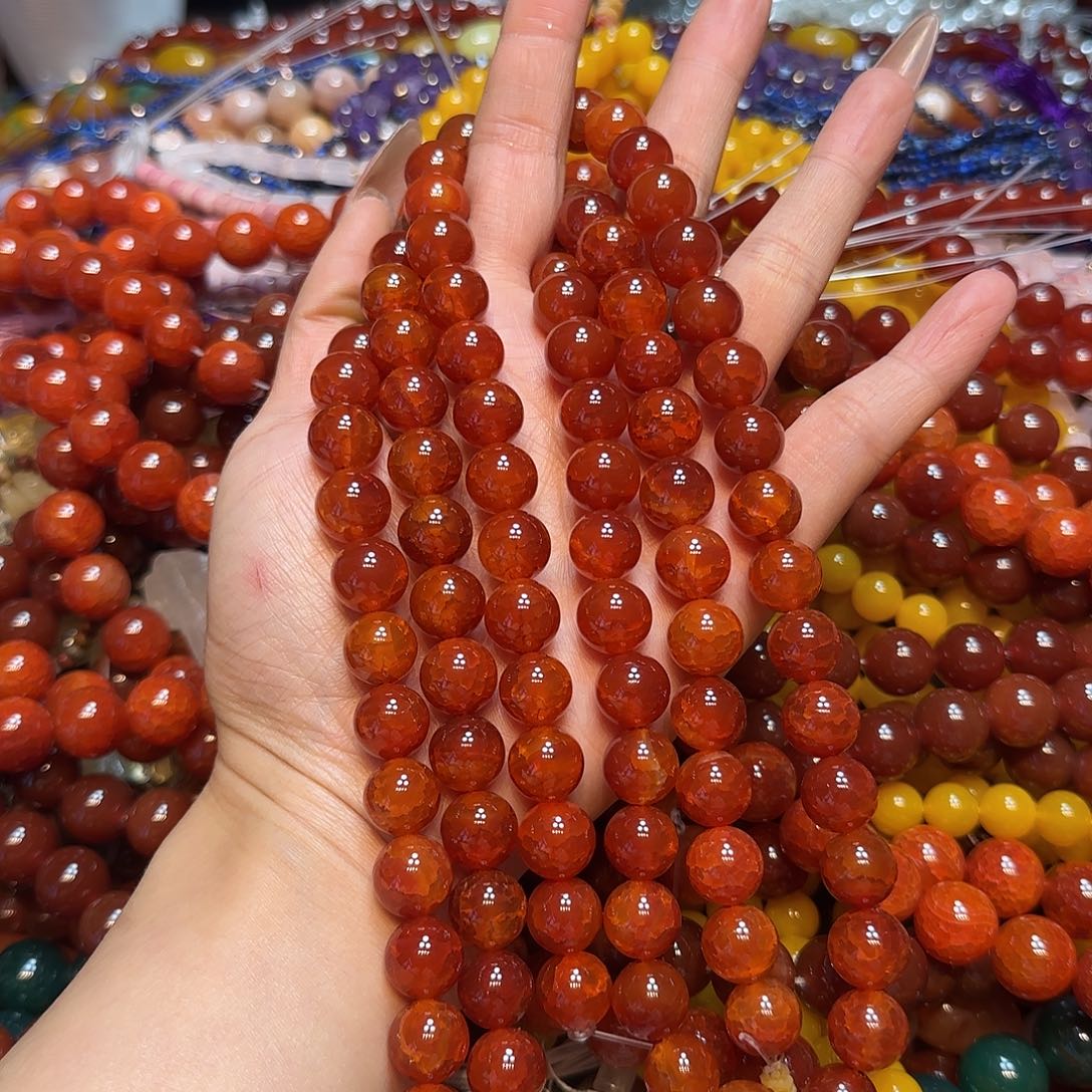 玛瑙/玉髓未镶嵌珠宝半成品12mm红龙鳞一条