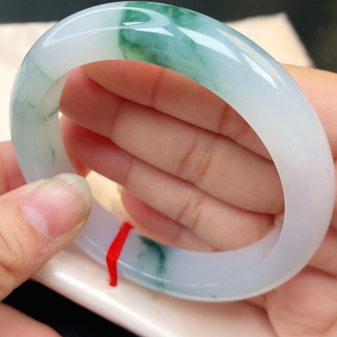 未镶嵌手镯翡翠纯天然A货翡翠冰飘花毕业镯