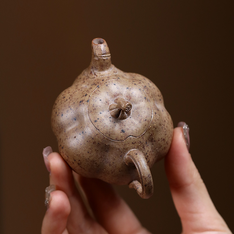 大吉羊柴烧 宜兴紫砂壶手工茶壶 原矿本山绿泥小福瓜60ml徐顺伟