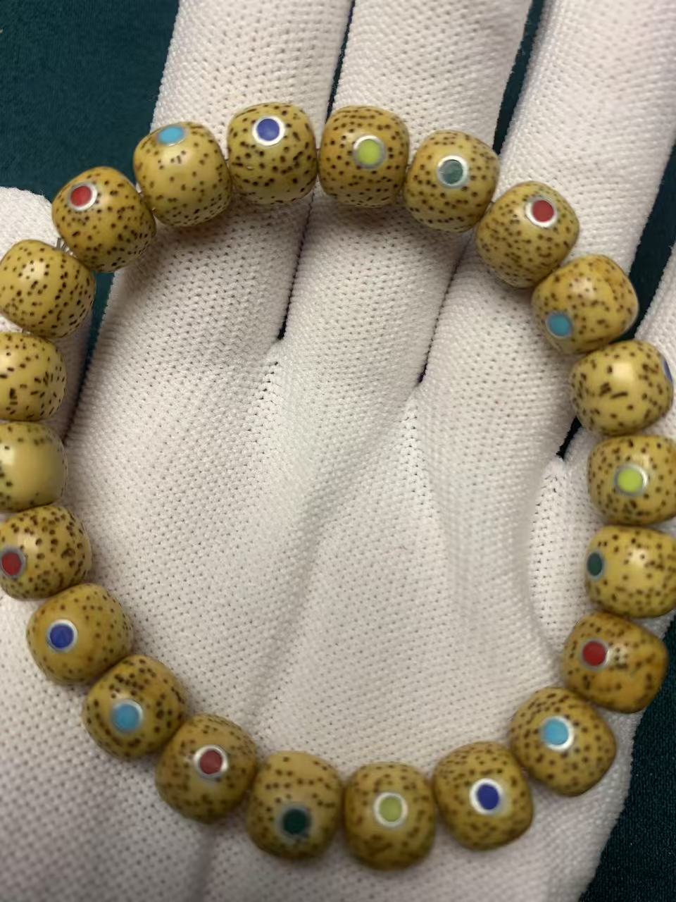 镶嵌多宝老籽星月菩提文玩手串直桶老料黄金陈籽星月菩提绕指柔