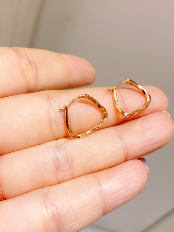 18K 方形麻花素金耳扣1.66克