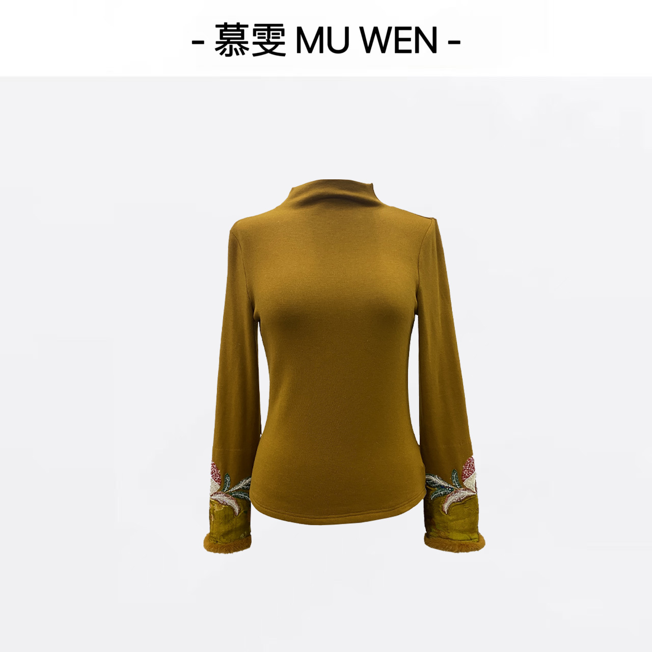 薇妮-【肌肤豪宅】新中式加绒刺绣弹力显瘦上衣2542325