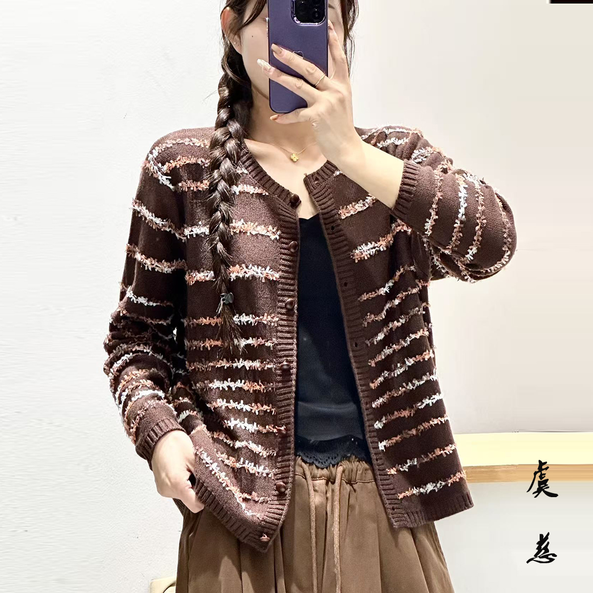 【虞慈】MY095复古流苏小香风秋冬细羊毛女洋气百搭针织开衫