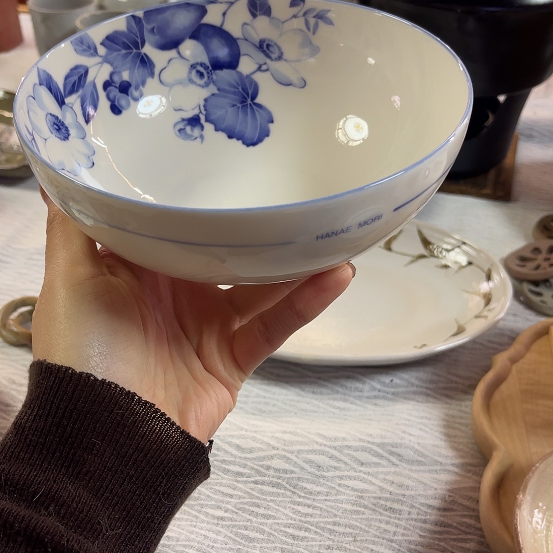 瓷片蓝花葡萄面碗菜钵18