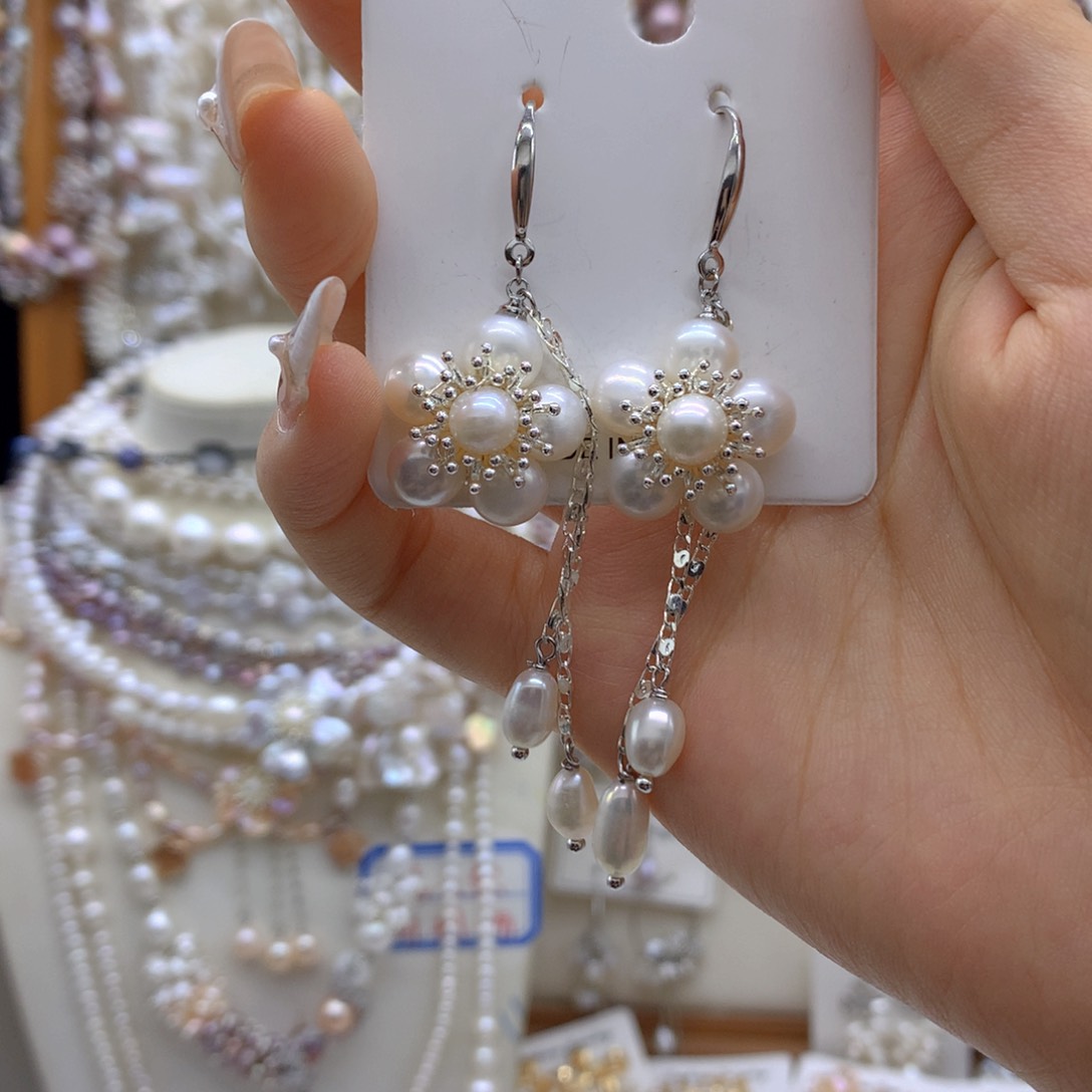 合金淡水珍珠耳饰