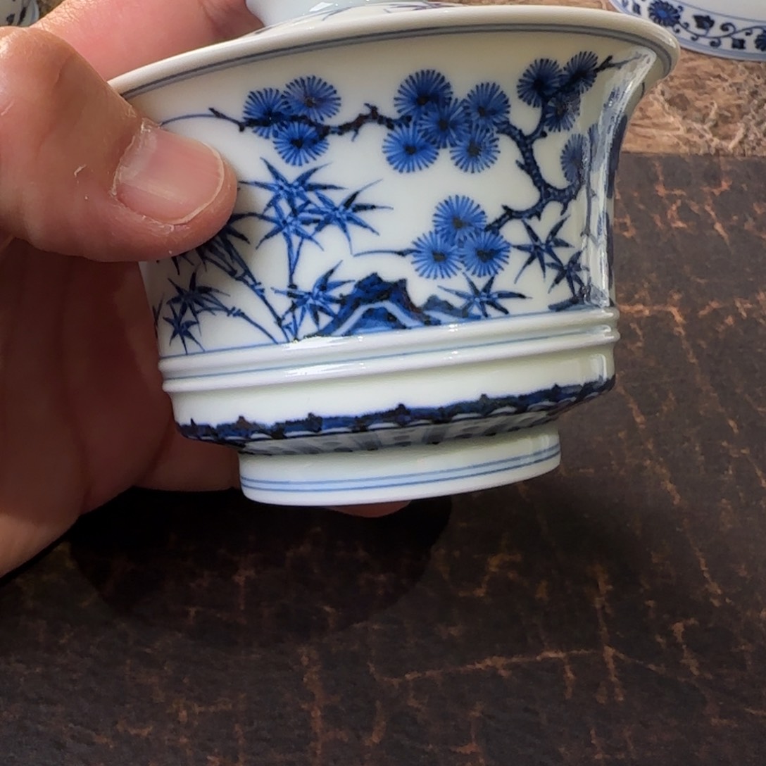 空*片云晚谷松竹梅盖碗