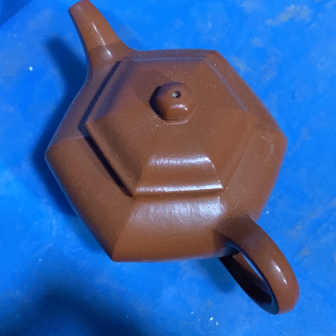 紫砂茶壶白23 六方掇只 朱泥