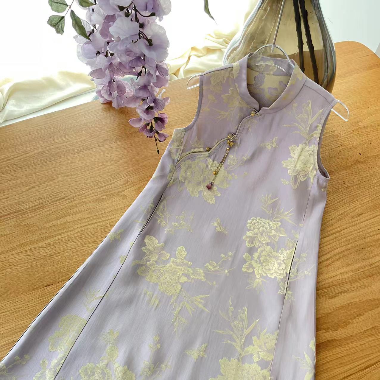 【喜儿定制】X夏款季新款百搭时尚无袖紫色裙汉服休闲中大童夏季