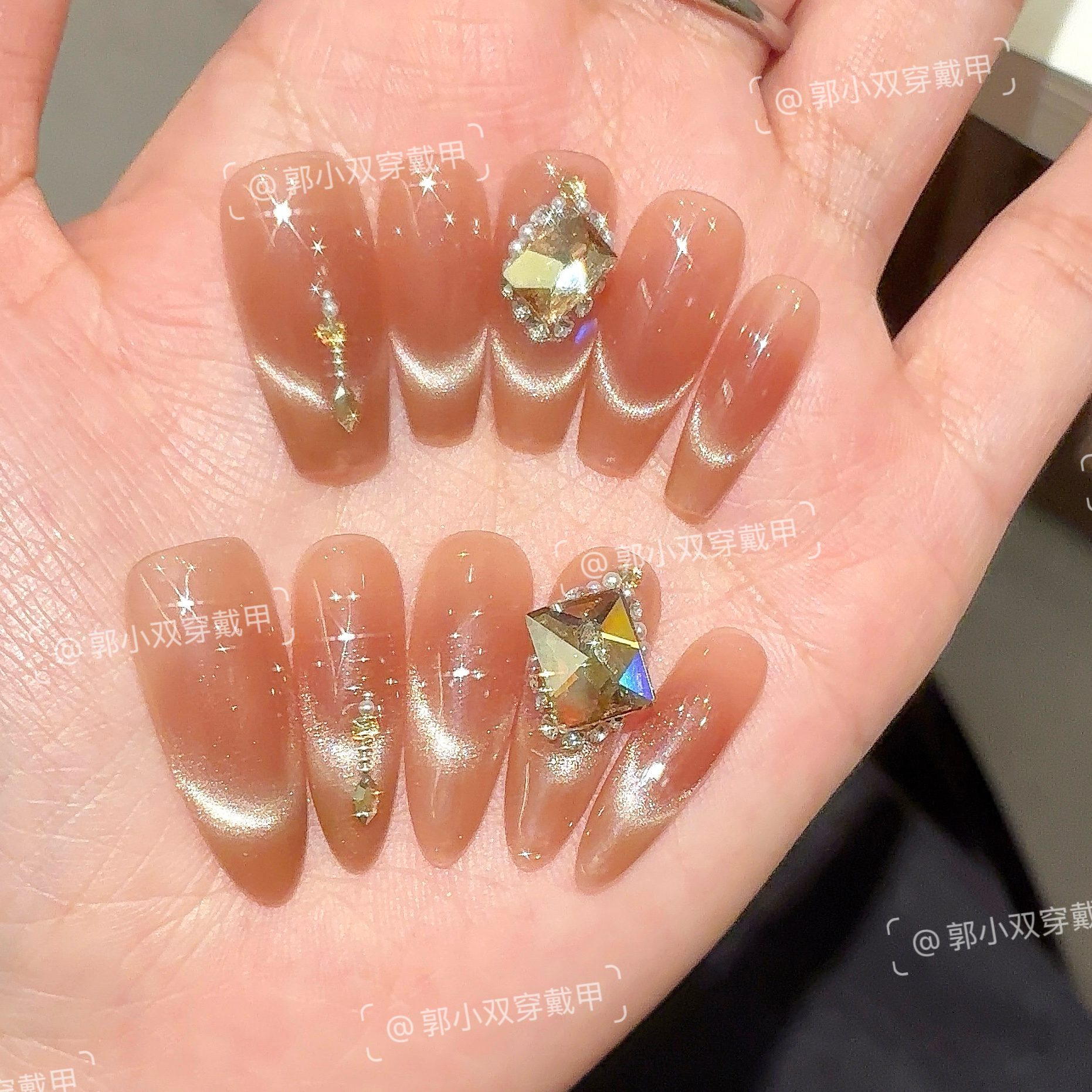 郭小双穿戴甲【醉人摩卡】全华版手工穿戴甲10片盒装-H31430