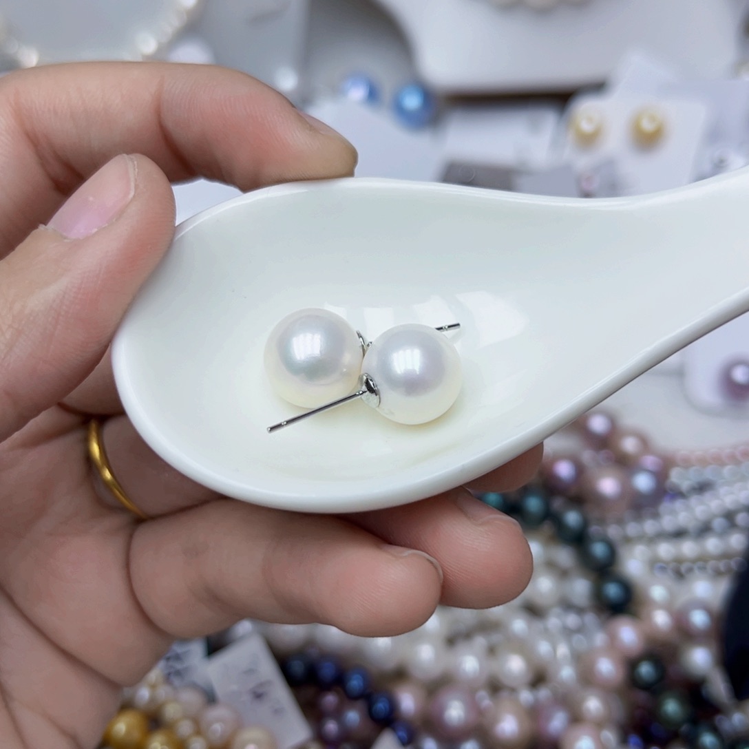 淡水珍珠耳饰银S925镶嵌