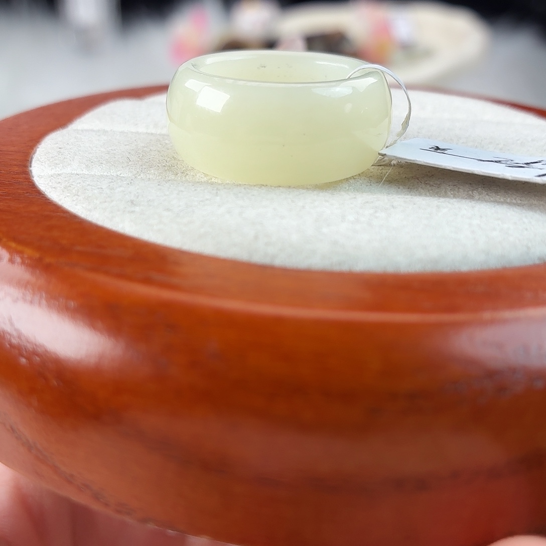 和田玉未镶嵌戒指r40奶黄轮胎17.4