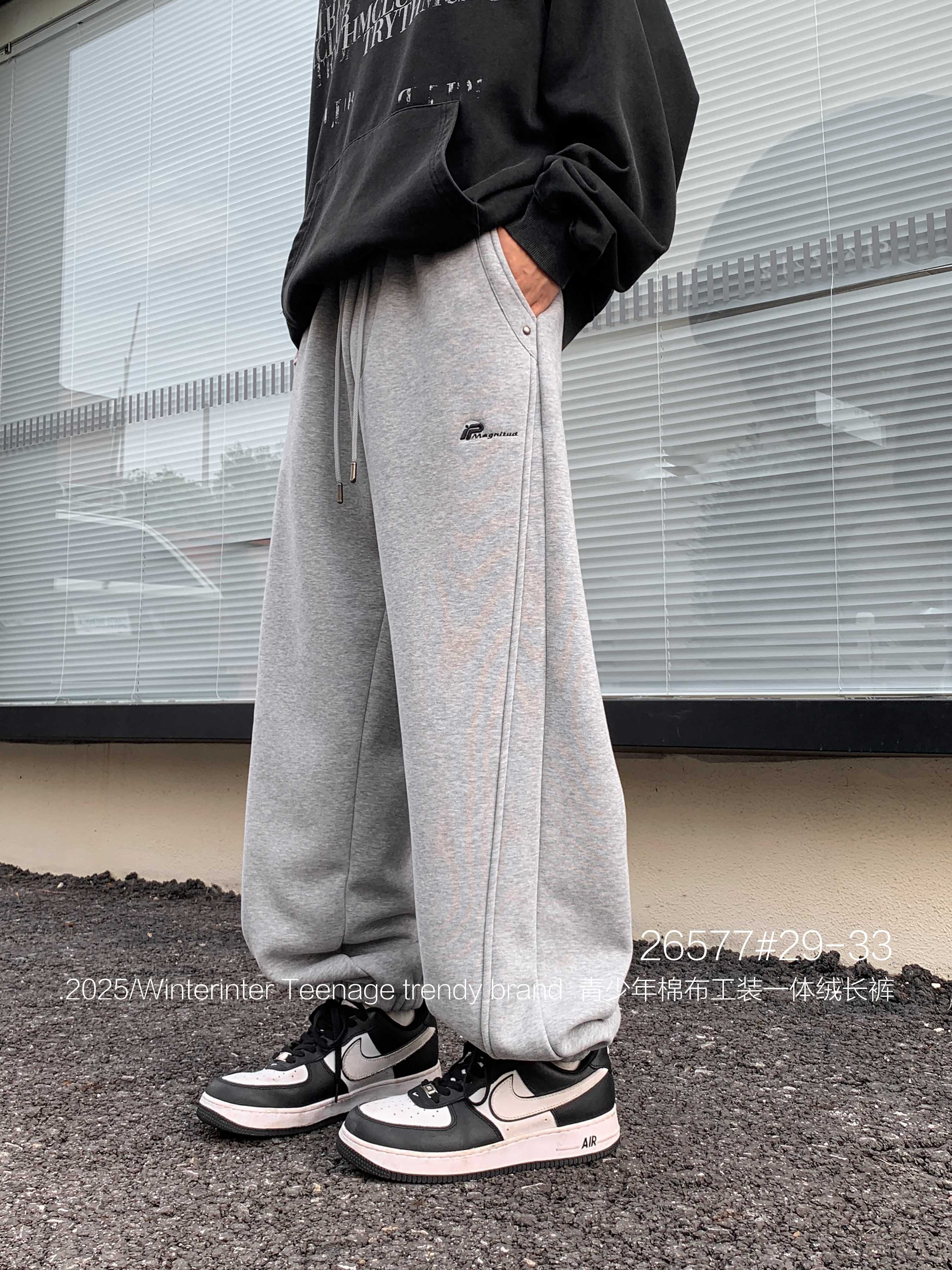 【26577】童装青少年潮牌运动裤加绒加厚