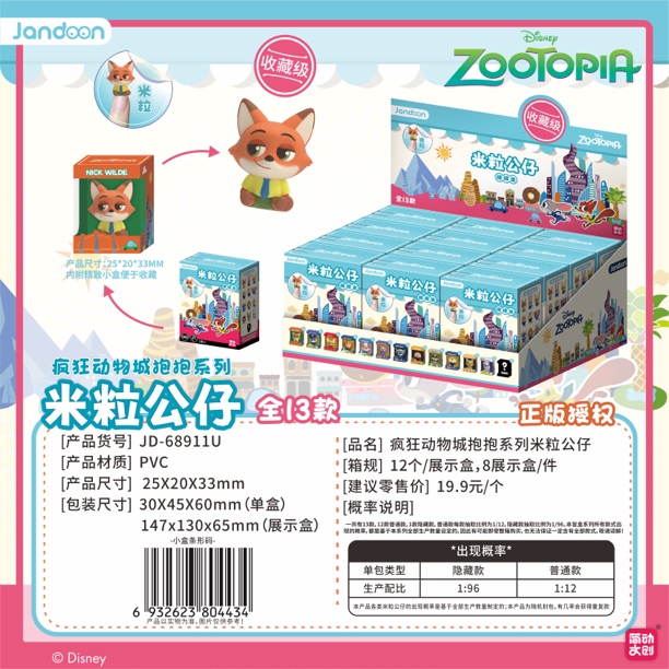 【简动文创】疯狂动物城/米老鼠/玩具总动员米粒公仔正品授权