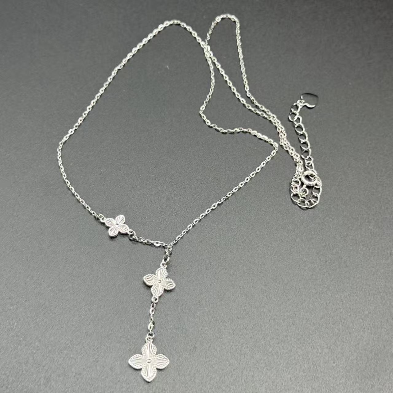 链子925银 925银项链  四叶草项链轻奢高级