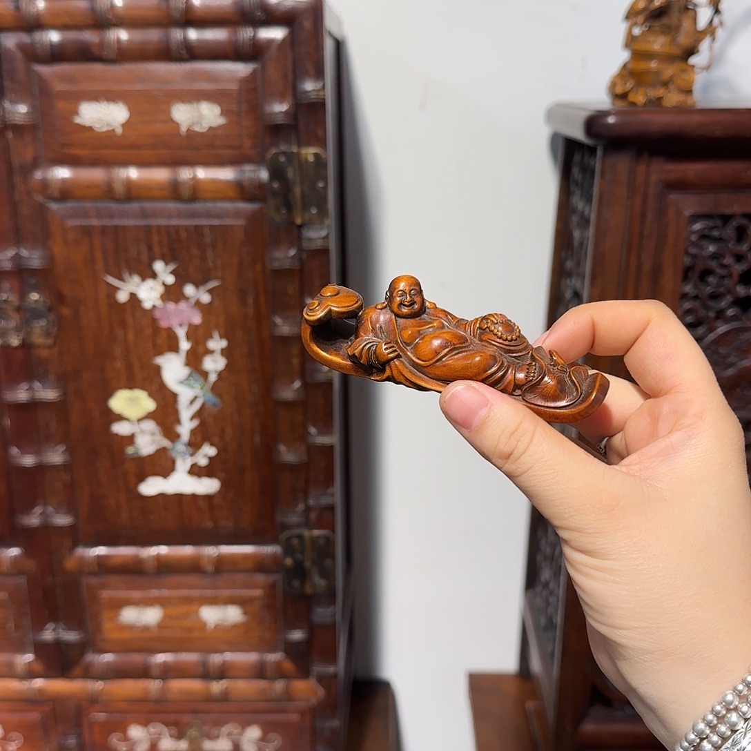 风***叶木复古装饰摆件手把件长10厘米