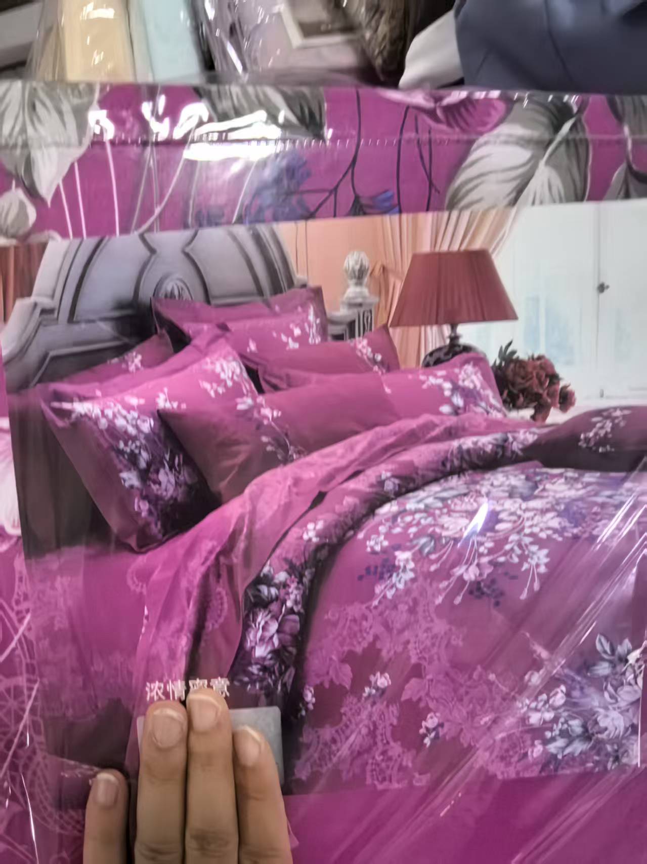 《厚广家》3楼200×230紫色花中国风全棉六件套 发1套 浓情蜜意