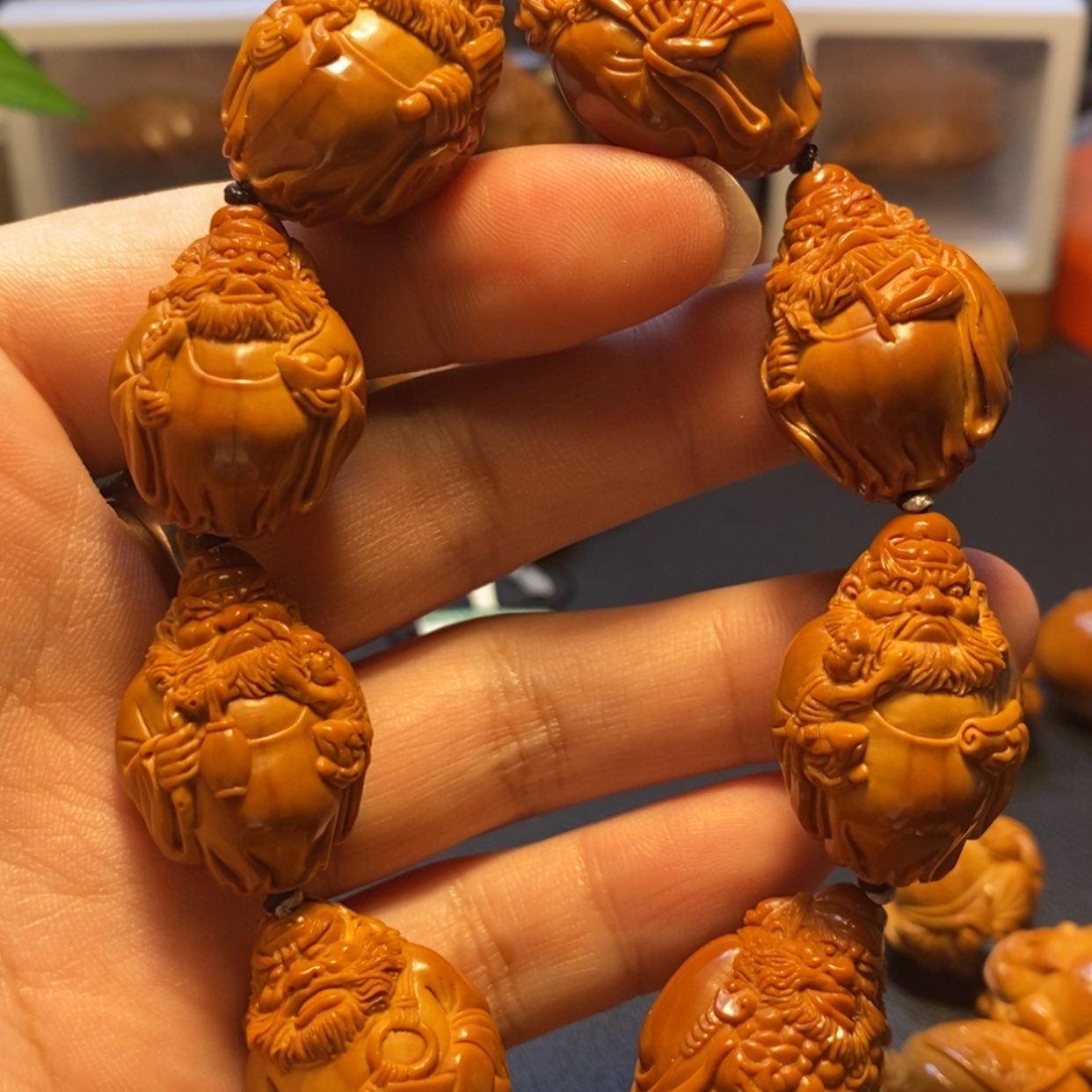 【闪购商品】橄榄核手串/手链苏工名家高精品水晶核2.1站立八宝钟馗
