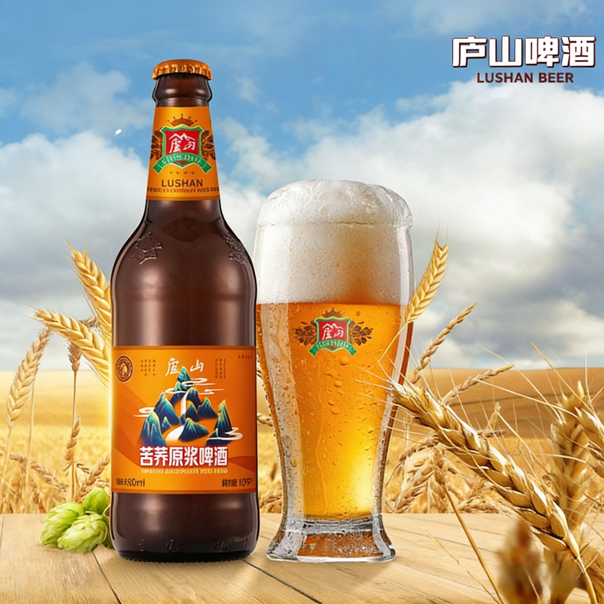 庐山精酿苦荞啤酒6瓶10P慢发酵自饮聚会烧烤口味香醇