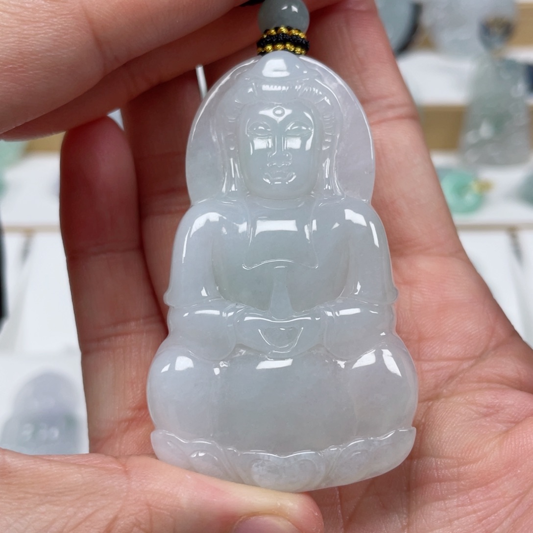 翡翠颈饰未镶嵌天然翡翠A货观音10号