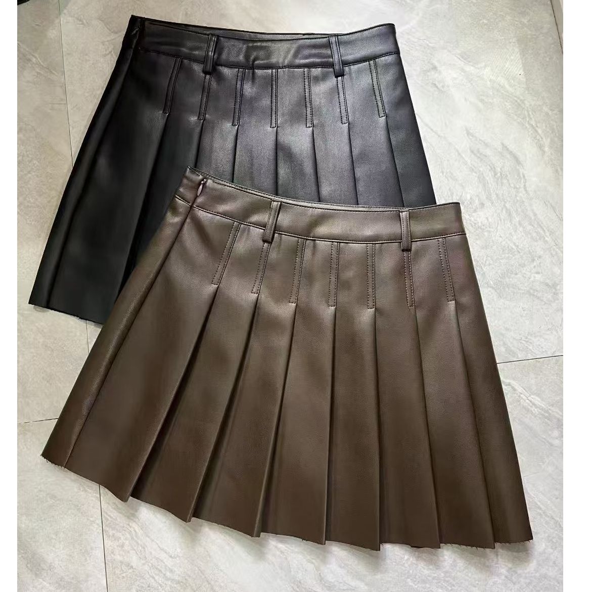 【飞姐】洋气百搭显手皮裙百褶裙b04款