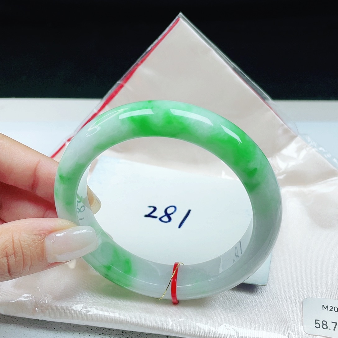 翡翠未镶嵌手镯 正圈58+