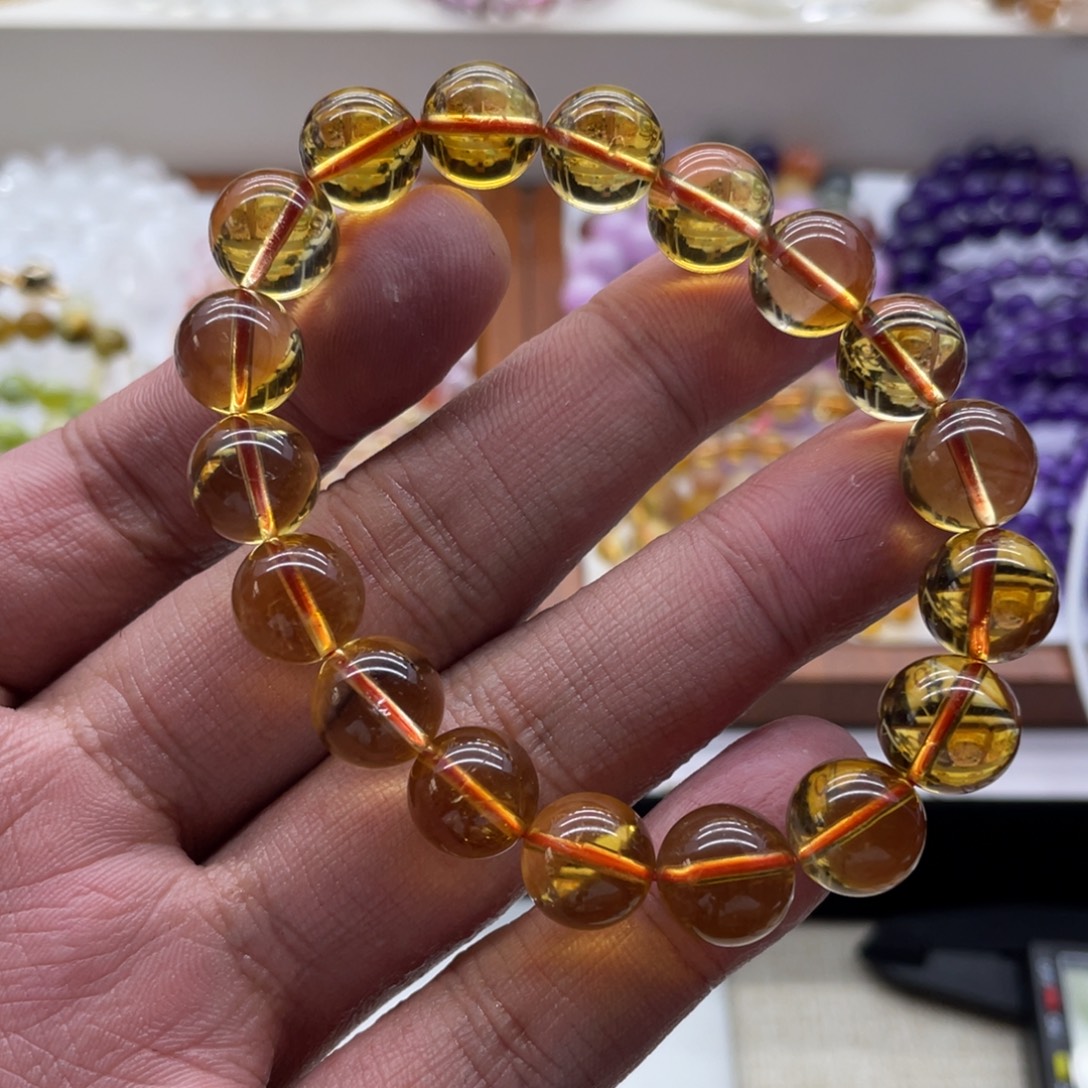 黄晶手串未镶嵌黄水晶手串