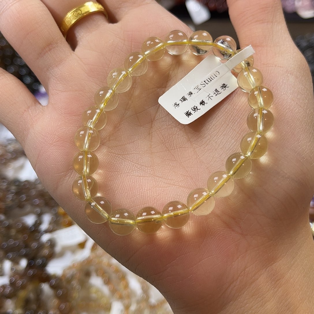 未镶嵌水晶手链柠檬黄水 8m