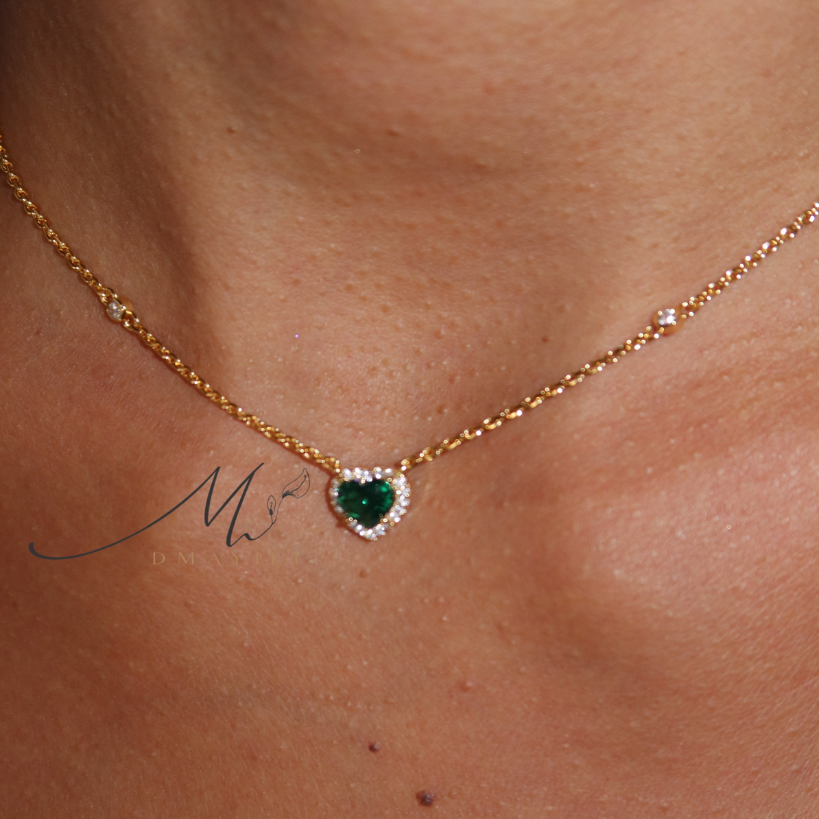 铜锆石项链 MAYILI 爱心锆石铜项链