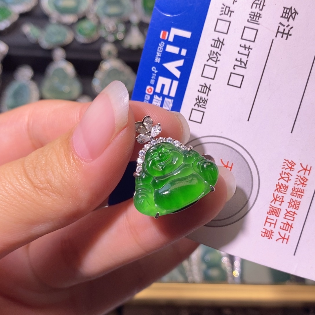 翡翠银S925镶嵌颈饰天然