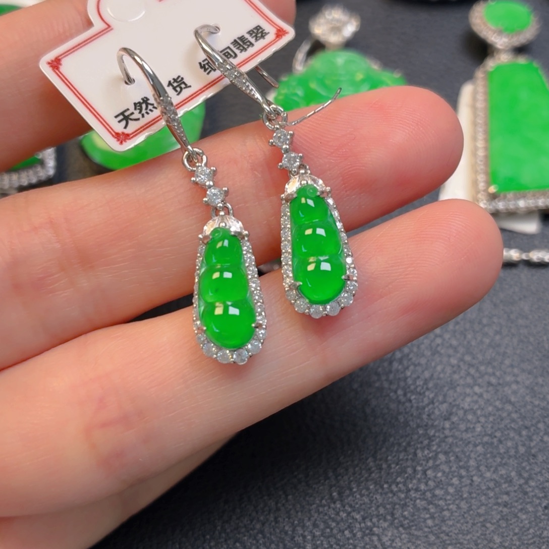 翡翠银S925镶嵌吊坠(不含链)耳坠
