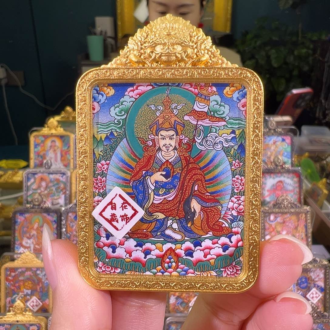 吊坠莲花生热贡纯手绘唐卡