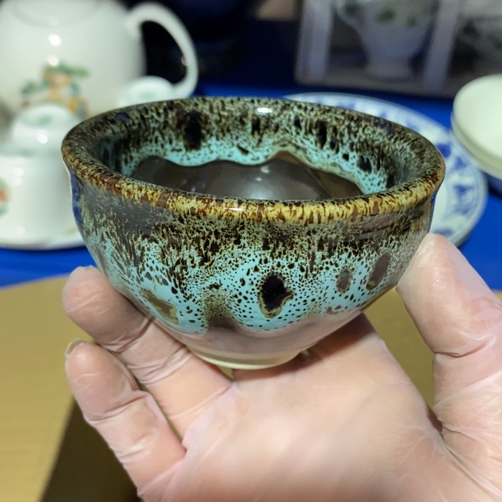 瓷片七厂窑变茶盏微瑕疵