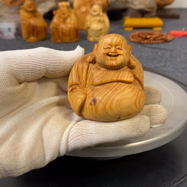 柏木（崖柏）弥勒佛小摆件