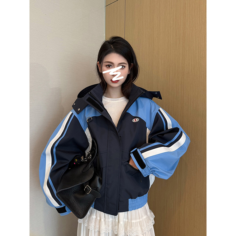 NancyCavally专柜款保暖大朵95白鹅绒 撞色可脱卸内胆派克羽绒服