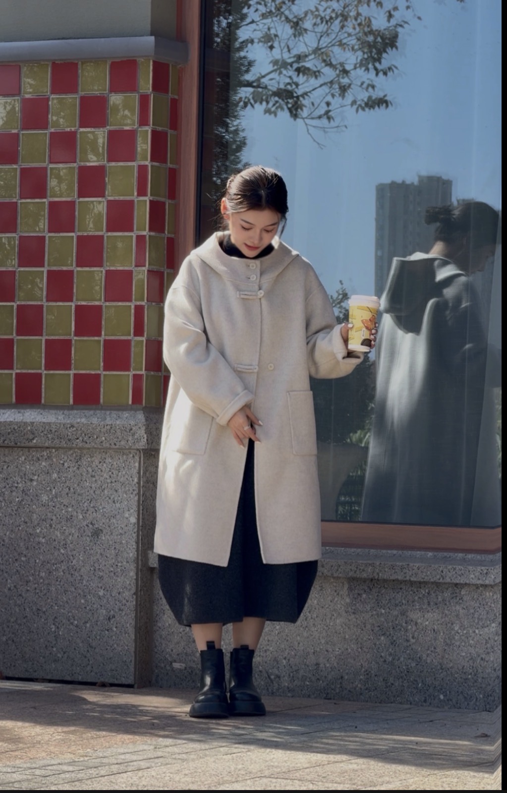 【小云朵】羊毛+羊绒双面手工大衣小个子戴帽韩系百搭秋冬时尚外套