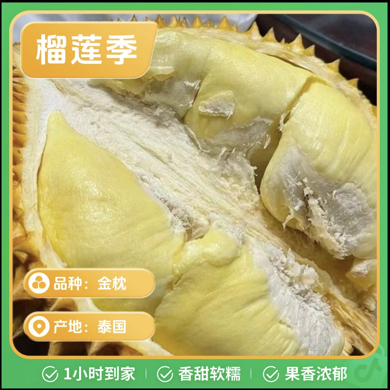 【南宁同城小时达】泰国空运金枕《2斤新鲜干包金枕榴莲核小》榴莲 金枕泰国金枕泰国