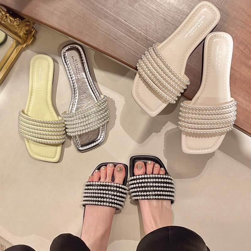 【韩版】夏季新款外穿拖鞋女时尚百搭学生女士平底软底拖鞋一字拖