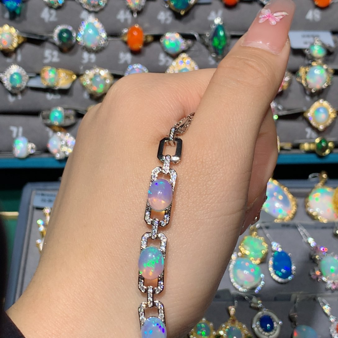 欧泊福利手链银S925镶嵌