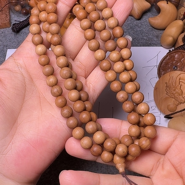 檀香木手串/手链老山檀香老料0.8/108圆珠