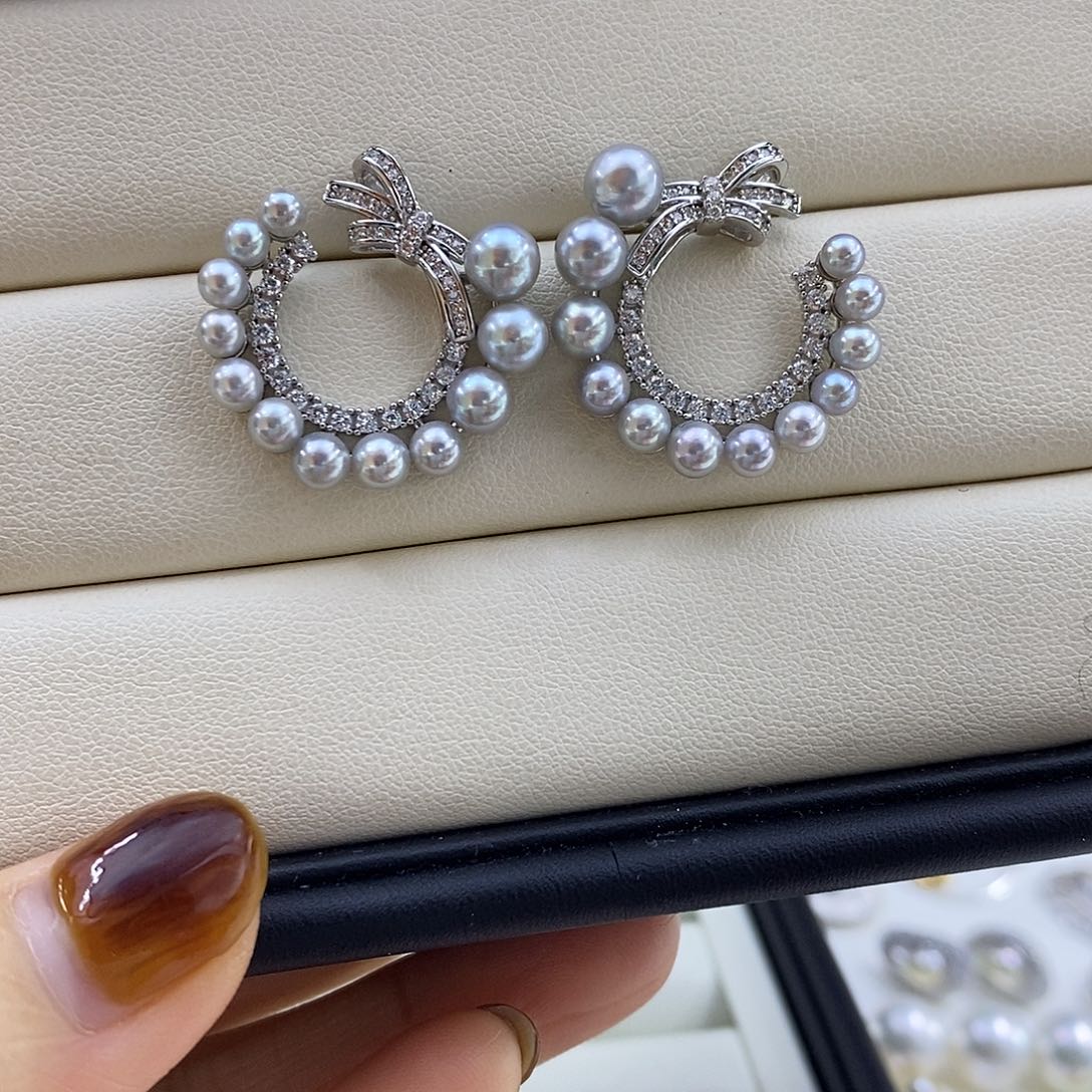 银S925镶嵌海水珍珠耳饰