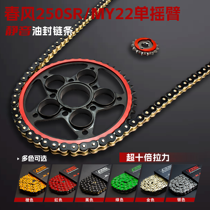 适用春风250SR/MY22单摇臂静音改装提速大小牙盘链轮油封链条10倍