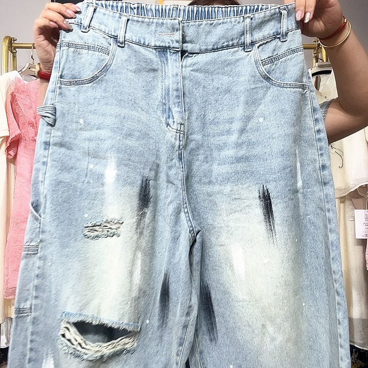 闪电好破洞牛仔裤256