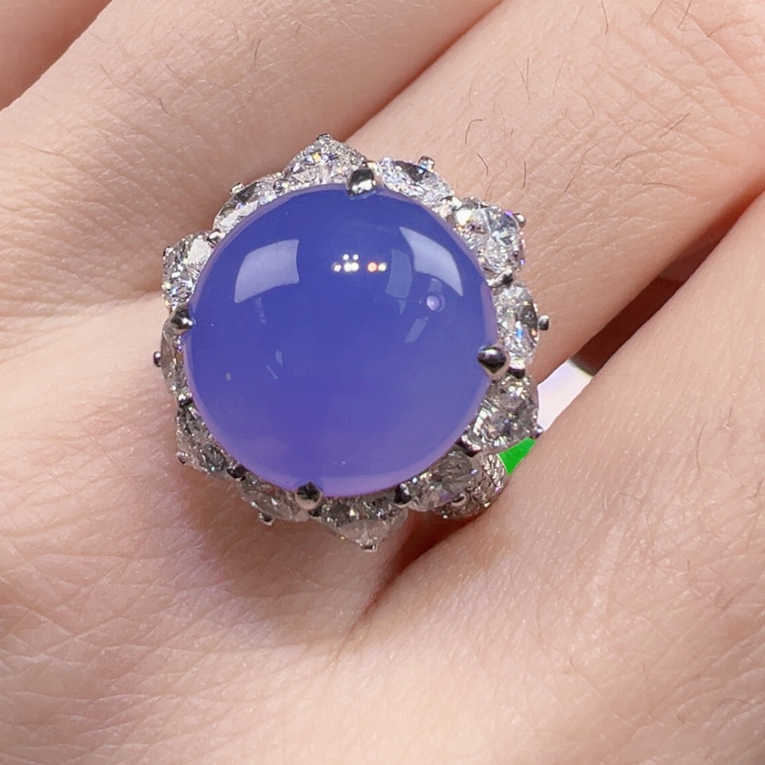 翡翠戒指18K金镶嵌戒指