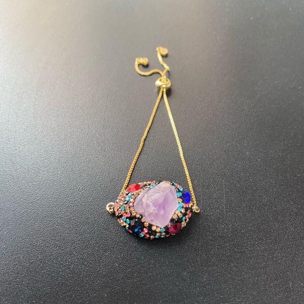 铜合金合成锆石手链 TTSD 紫色不规则形状手链 1284